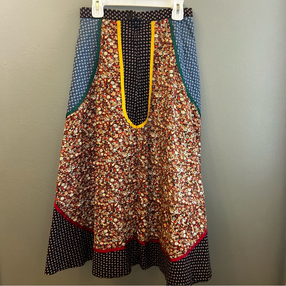 Vintage 70s Hippie Patchwork Vest and Maxi Skirt Set Waist 24 The French Clique - Picture 2 of 16